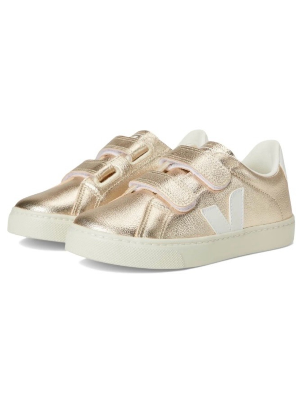 Veja Small Esplar Velcro Gold Metallic Leather Sneakers Youth 4 EU 35
